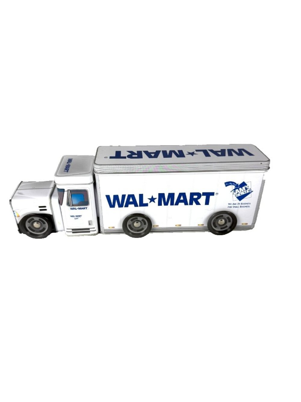Walmart Sam’s Club Metal Semi Truck /Tin Containers Wheels Roll 12.75 x 2.5 x 4